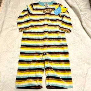 NWT GYMBOREE COZY CRITTERS RACOON VELOUR STRIPED ROMPER 12-18 MONTHS NEW